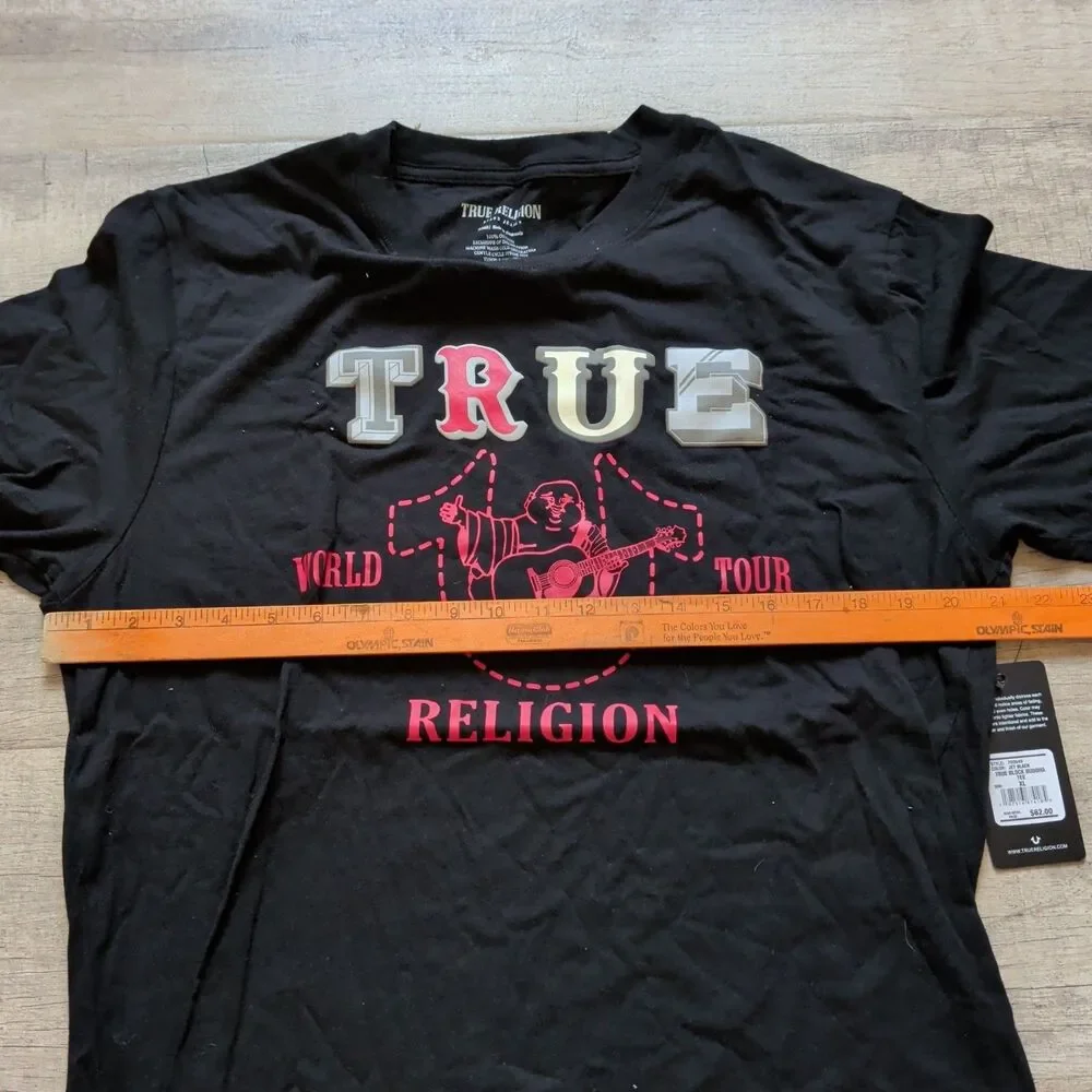 NWT True Religion World Tour Buddha Graphic Black T-Shirt Men's Size XL